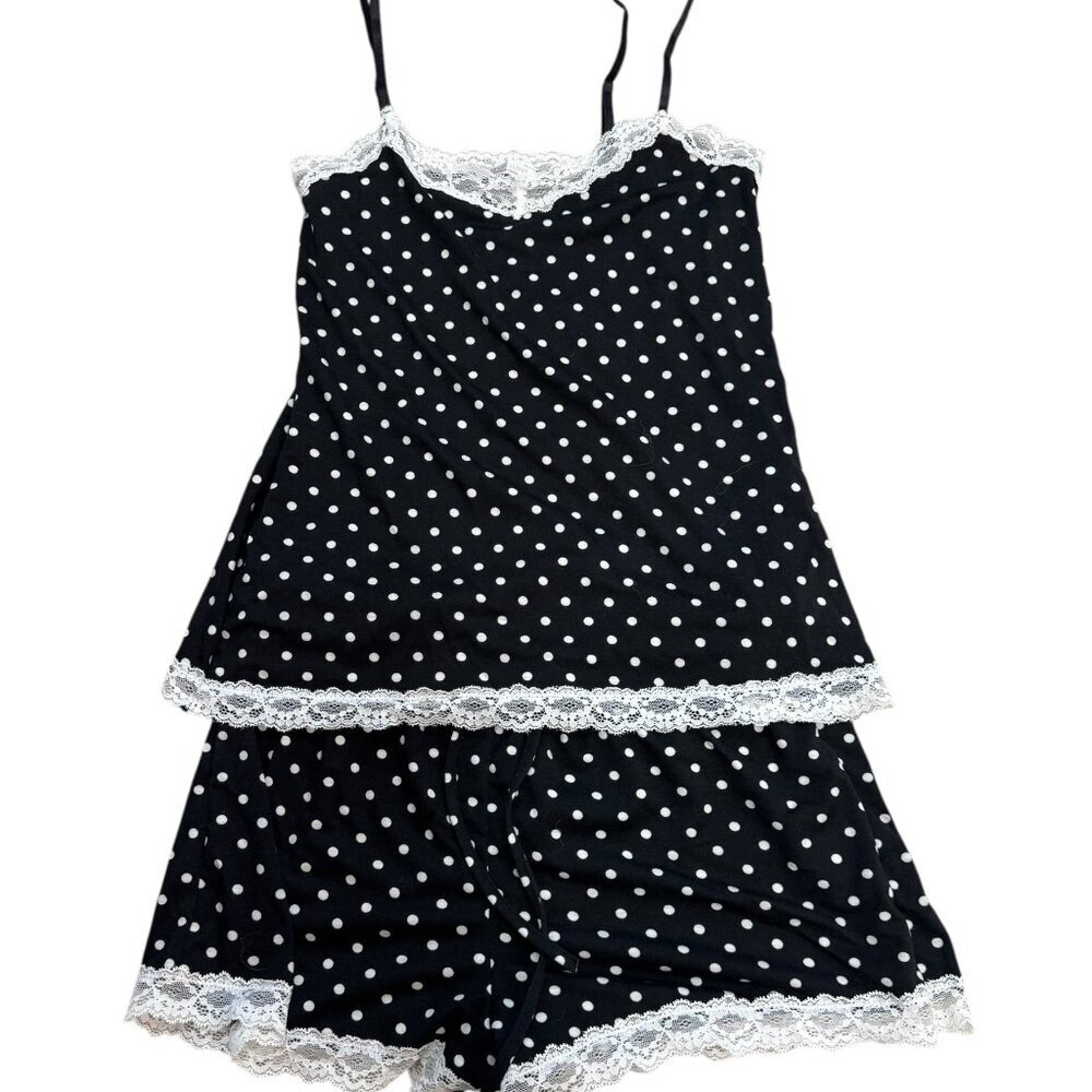 Avidlove Small Black Polka Dot Lace Trim Pajama Set – NWOT